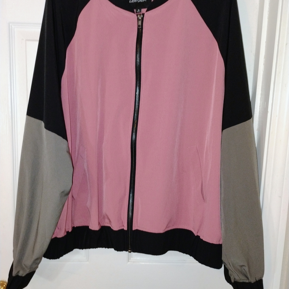 LoveStitch Pink and Black Raglan Zip Jacket PTP 29" - Picture 3 of 3